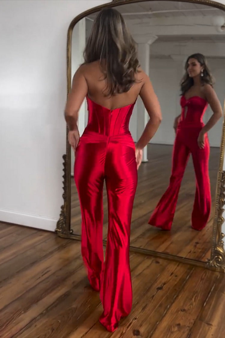 Black Strapless Corset Jumpsuit - Lara