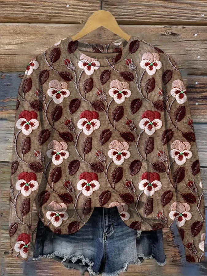 Cindy® – Warm Winter sweater with Floral Pattern