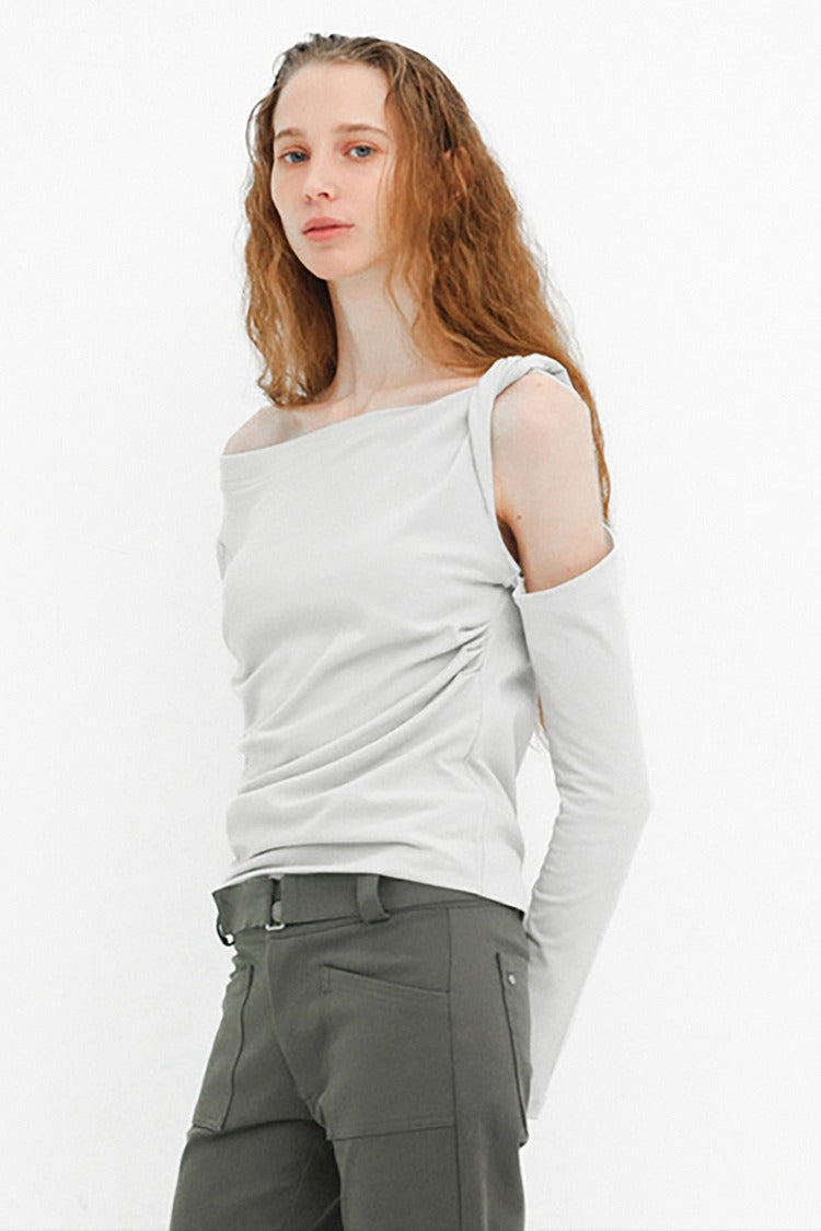 Brown Twisted Cold-Shoulder Top - Mila