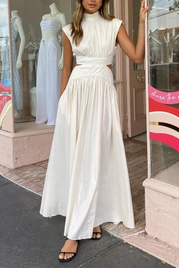 White Sleeveless Open-Waist Maxi - Isla