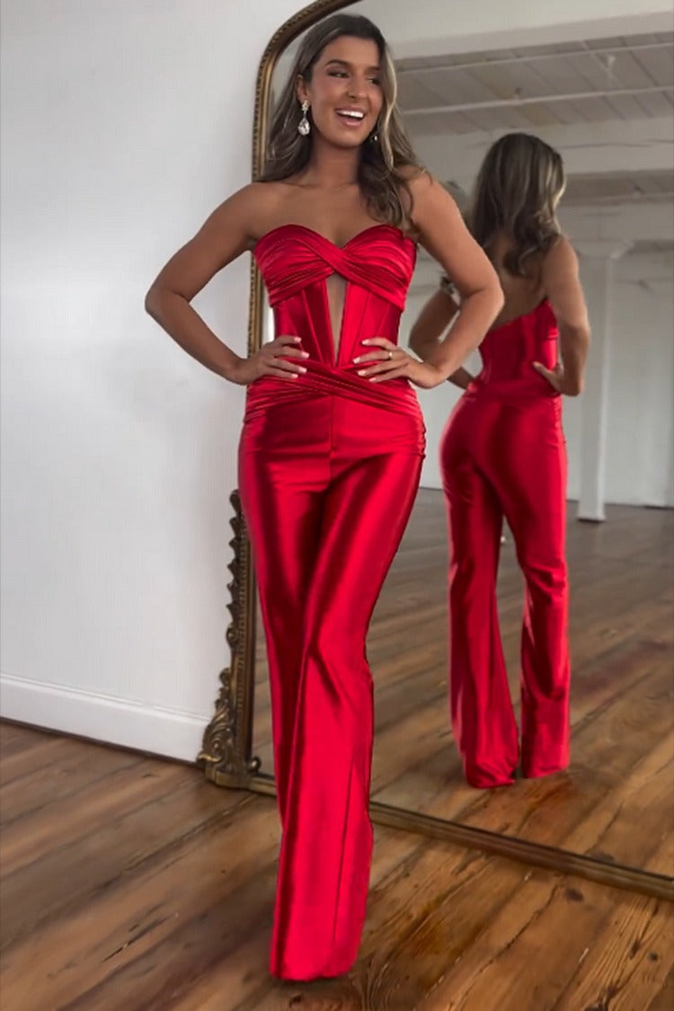 Black Strapless Corset Jumpsuit - Lara