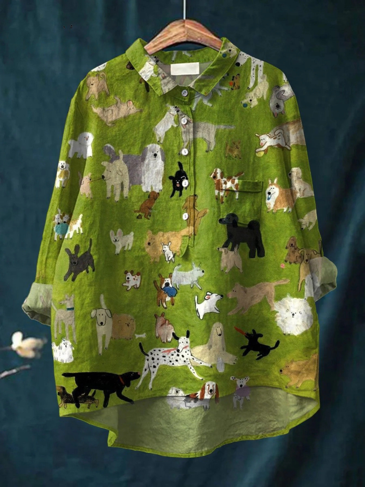Women's Cute Dog Art Print Casual Shirt