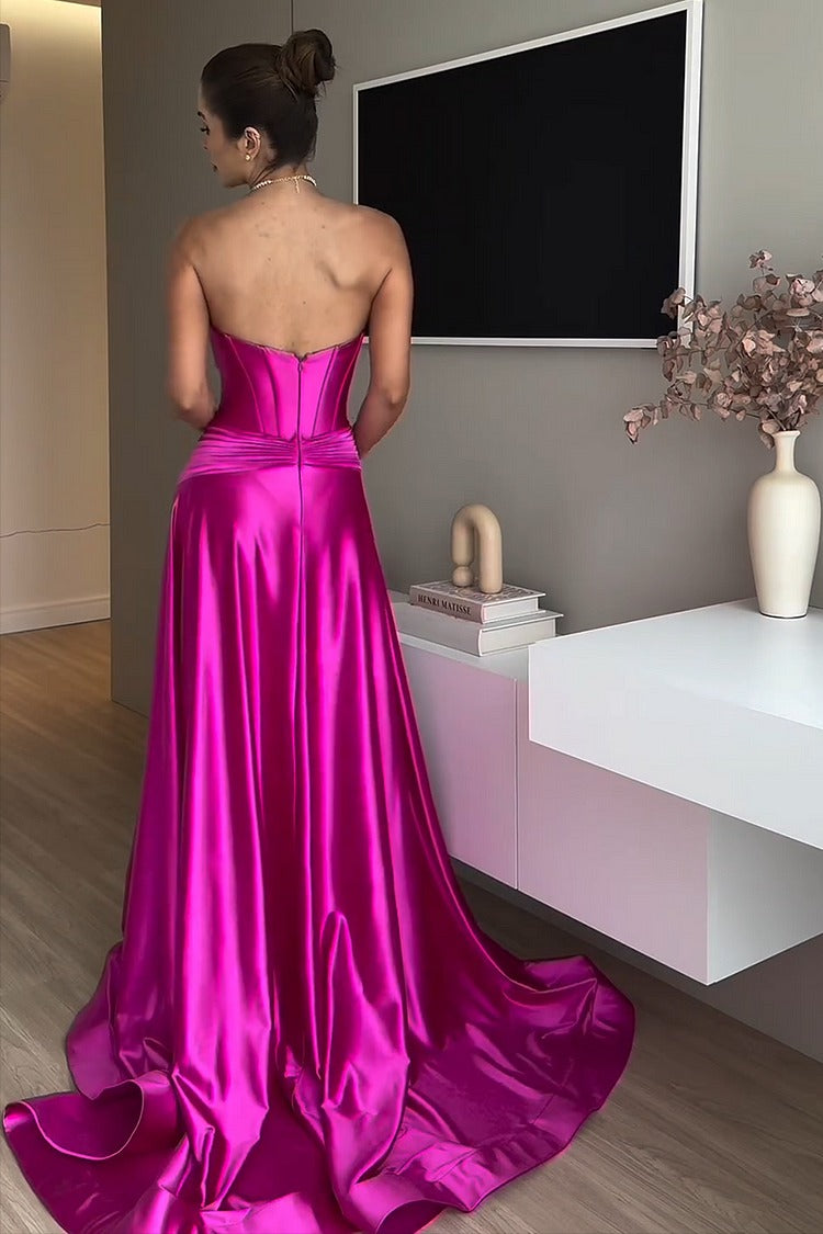 Red Strapless Fishtail Gown - Bella