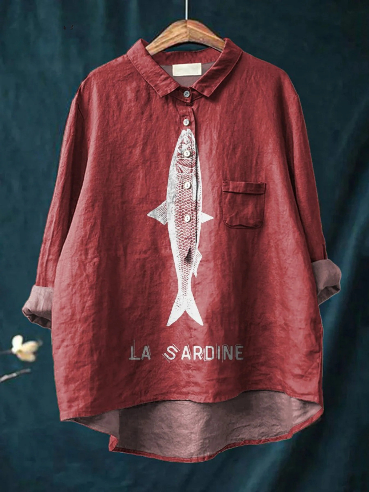 Sardine Fish Graphic Printed Women's Casual Shirt