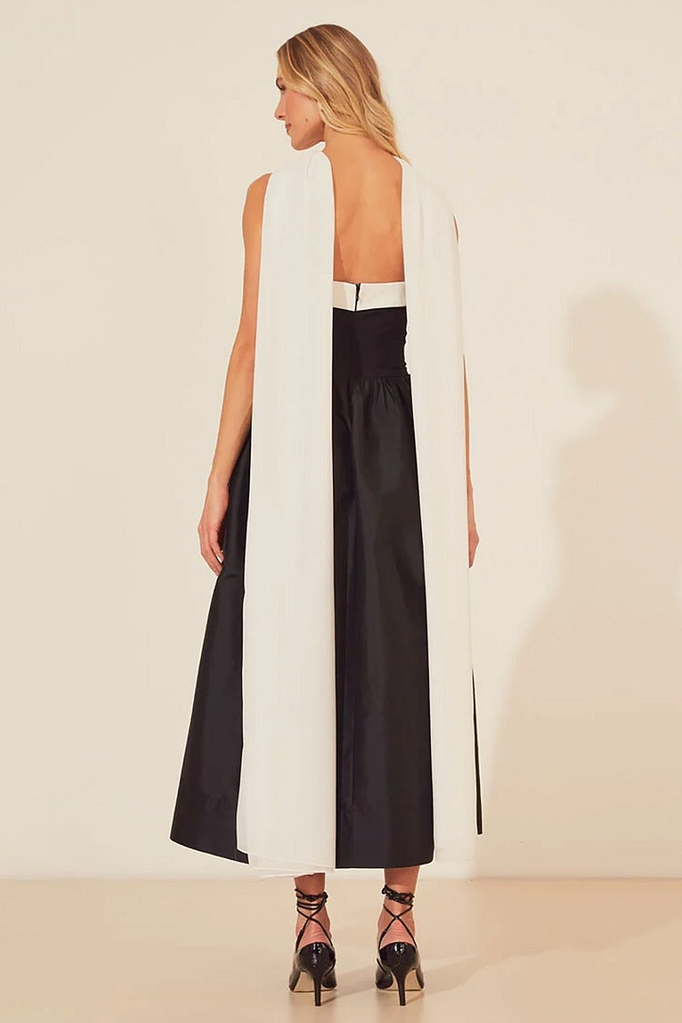 Black & White Strapless Cinch Gown - Vivienne