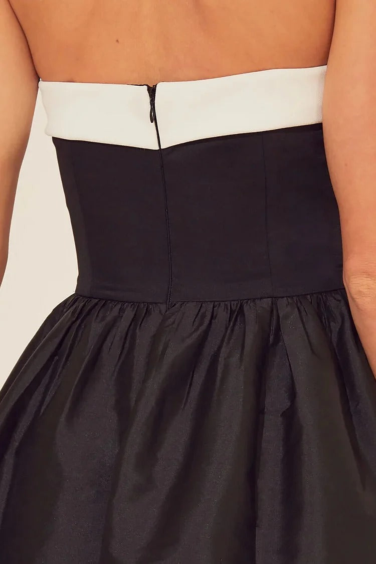 Black & White Strapless Cinch Gown - Vivienne
