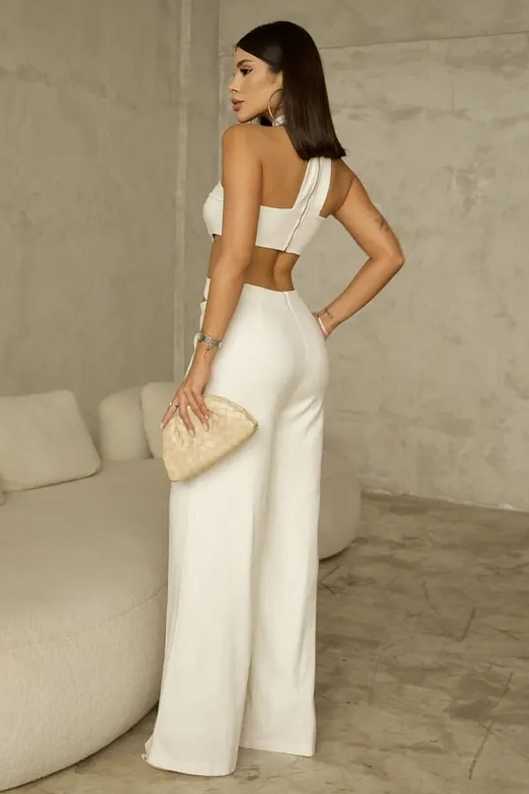 Ivory Halter Cutout Jumpsuit - Zoe