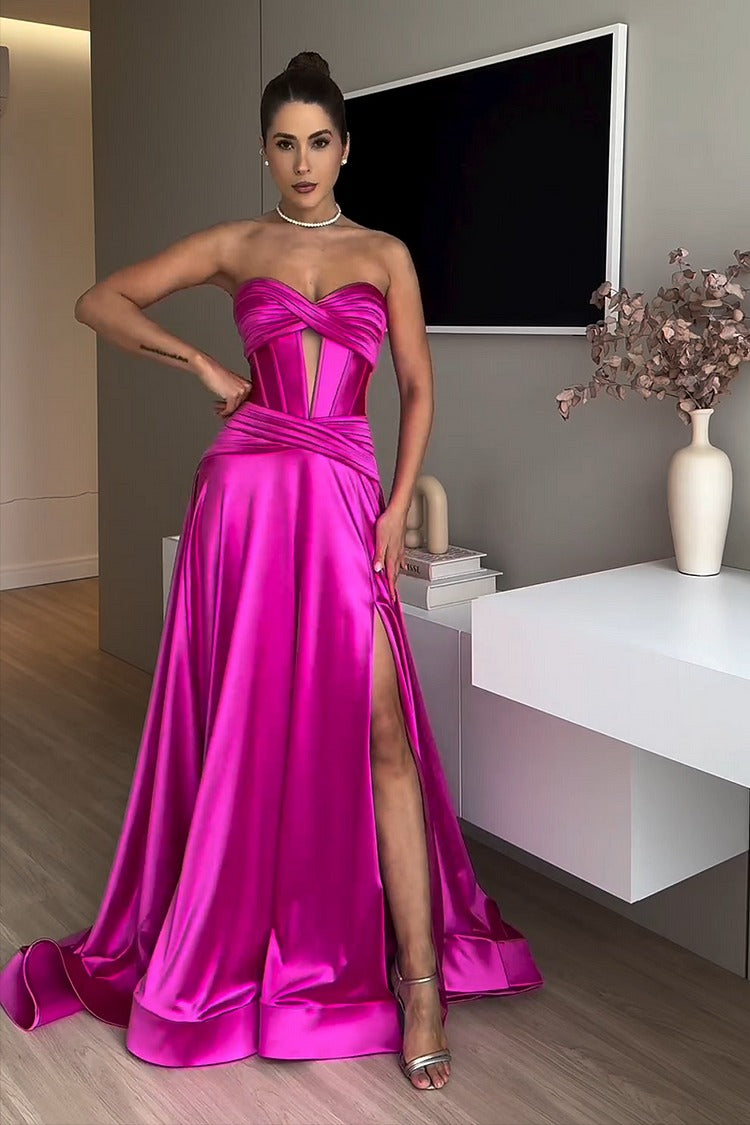 Red Strapless Fishtail Gown - Bella