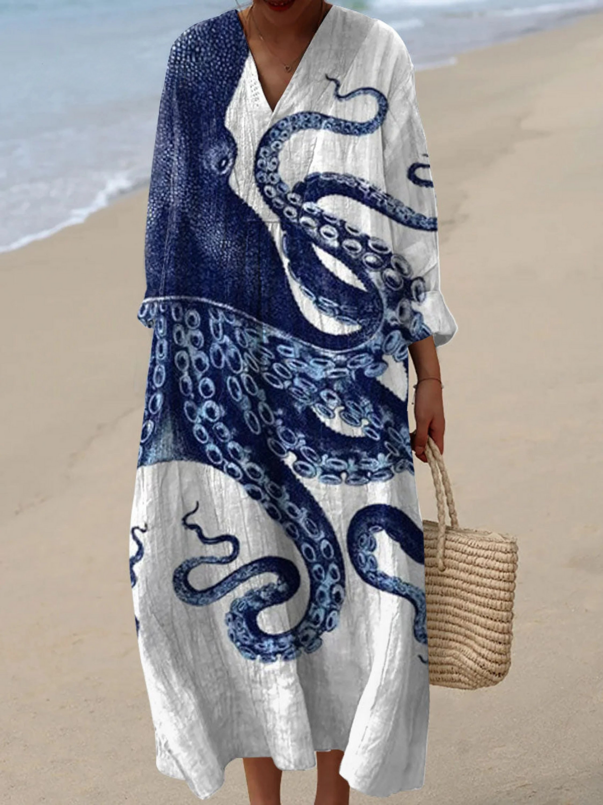 Women's Octopus Art Print Casual Dress