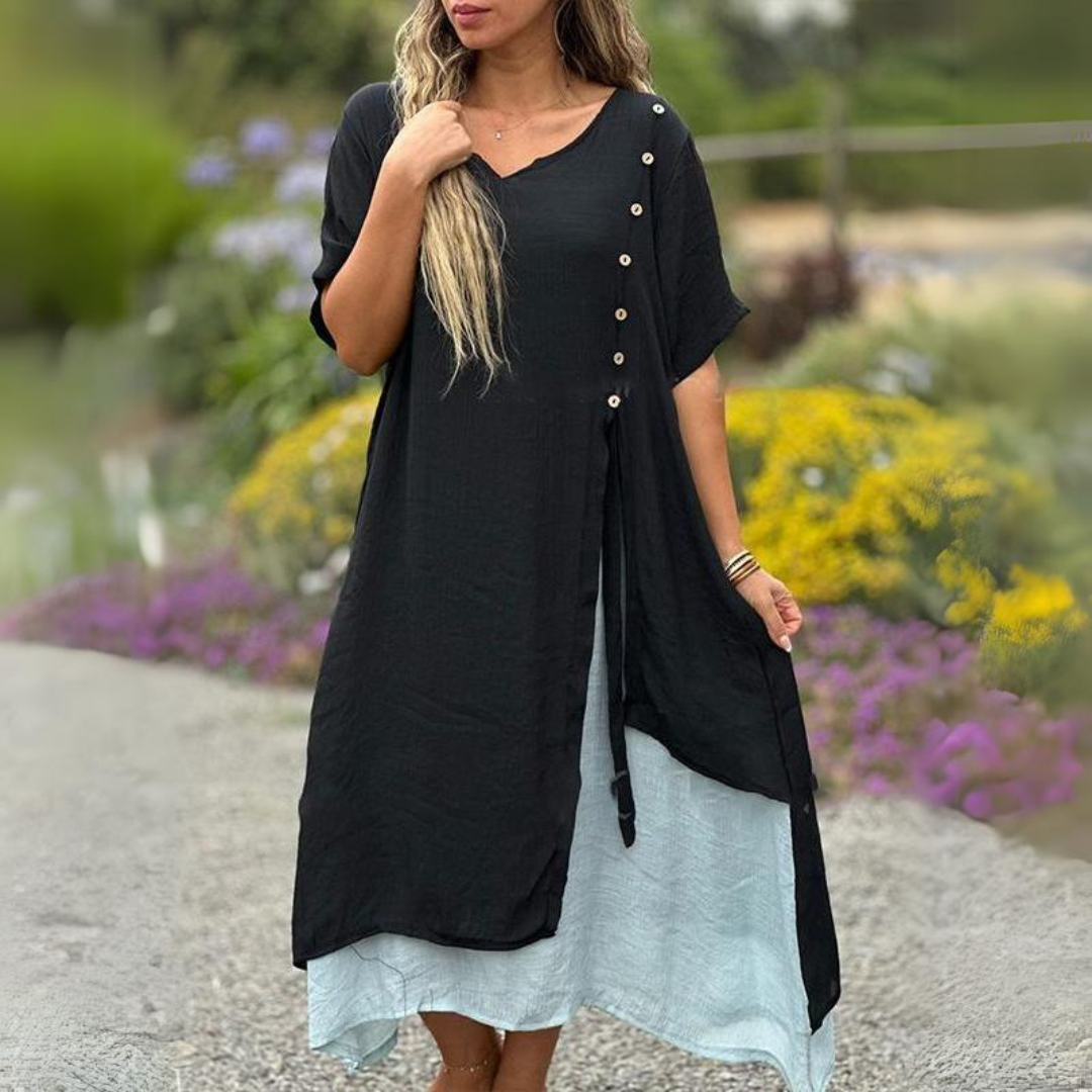 Matilda® - Comfortable Linen Dress with V-neck