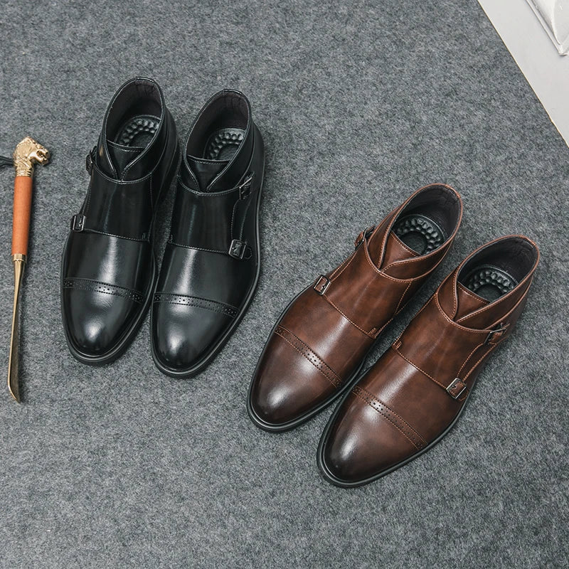 Parker | Faux Leather Double Monk Strap Boots