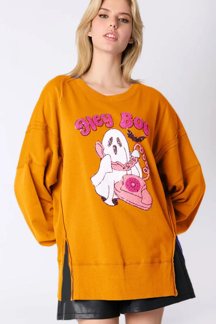 Gray Cartoon Applique Sweatshirt - Mia