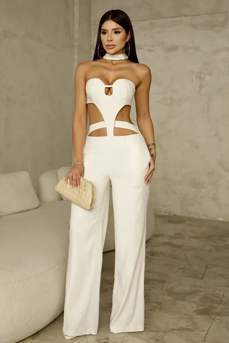 Ivory Halter Cutout Jumpsuit - Zoe