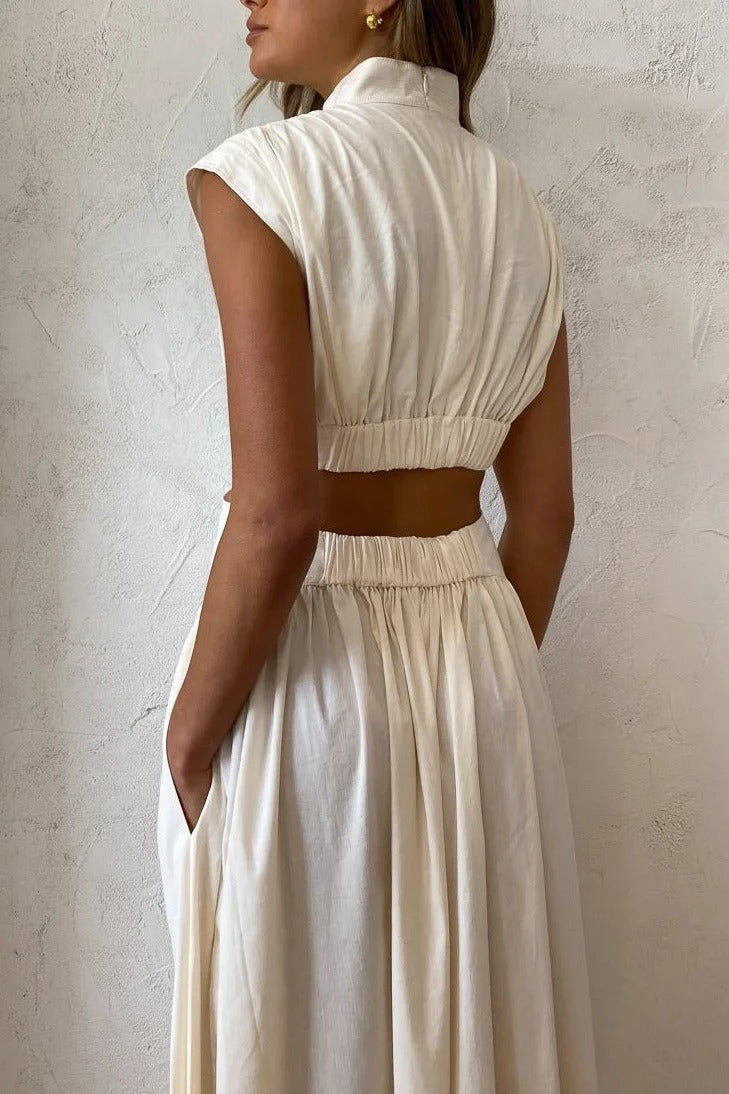 White Sleeveless Open-Waist Maxi - Isla