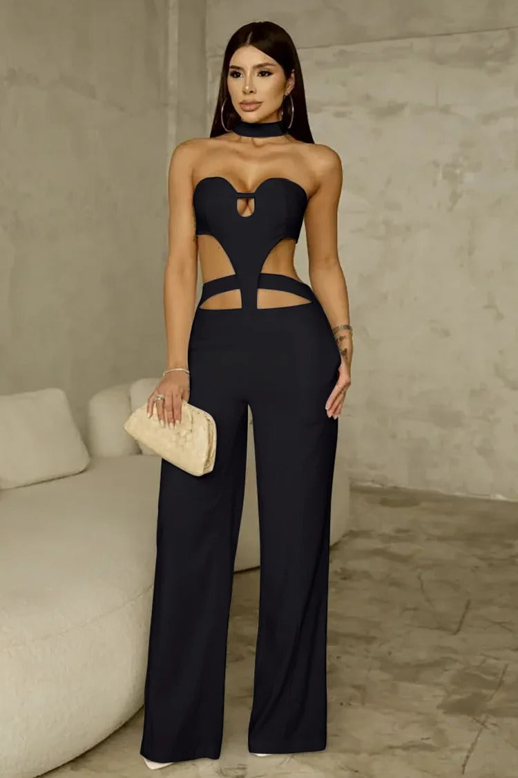 Ivory Halter Cutout Jumpsuit - Zoe