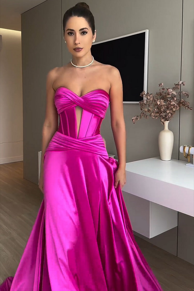 Red Strapless Fishtail Gown - Bella