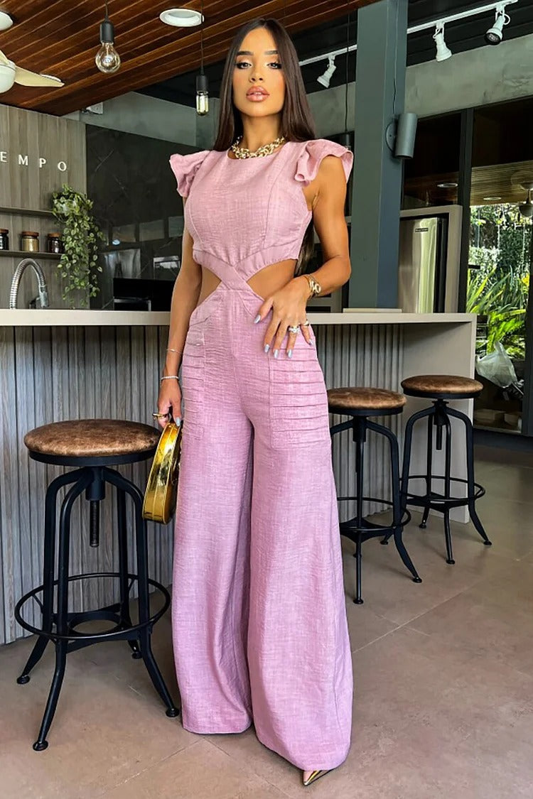 Pink Gradient Ruffle Jumpsuit - Mia