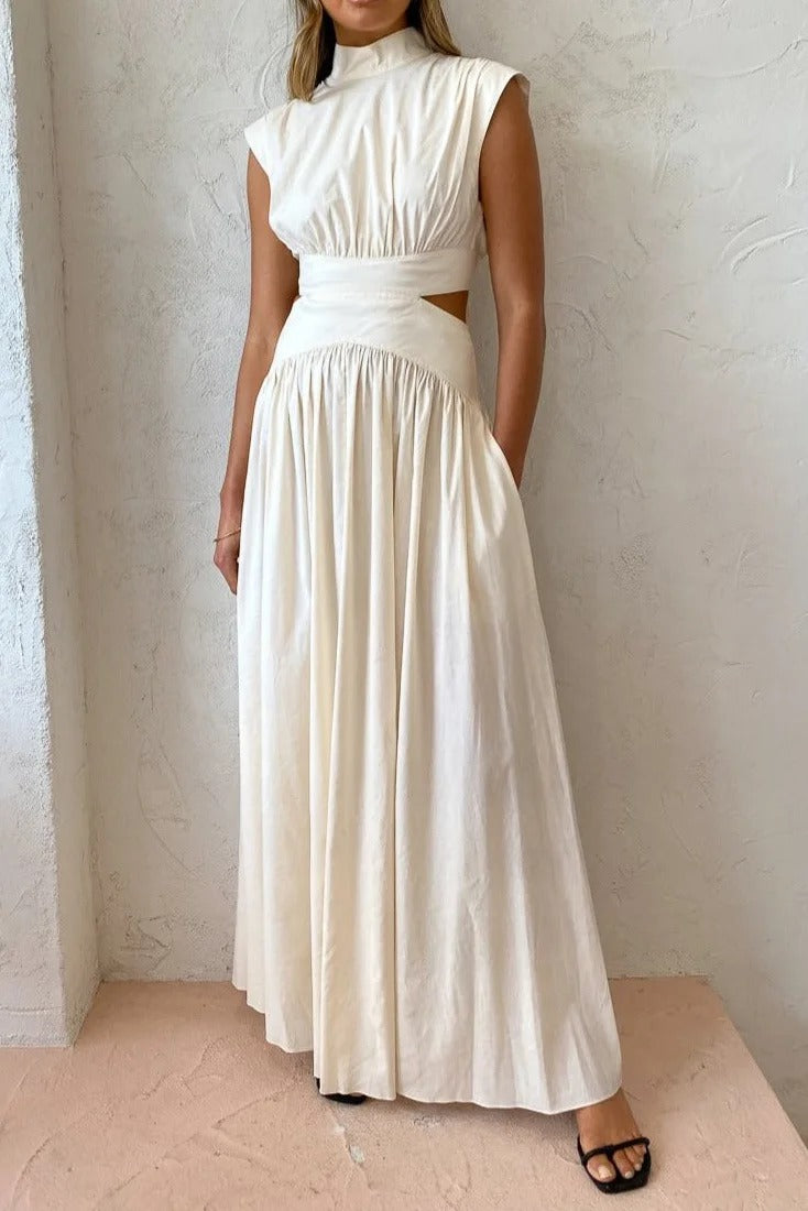 White Sleeveless Open-Waist Maxi - Isla