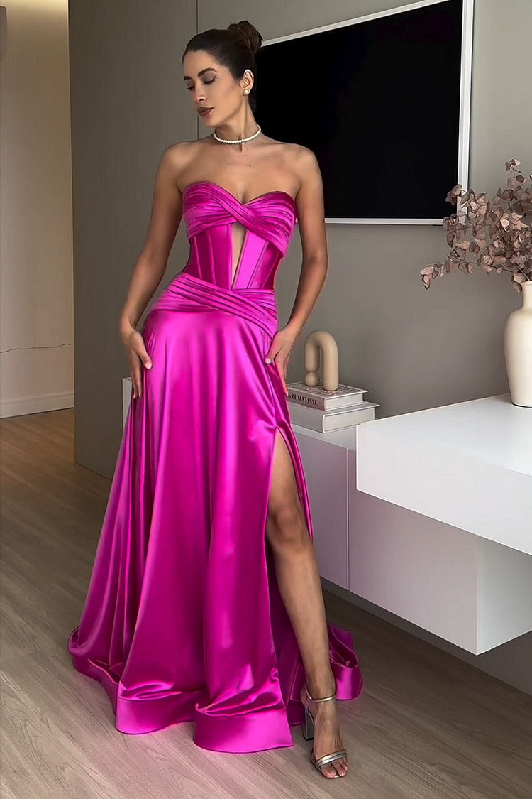 Red Strapless Fishtail Gown - Bella