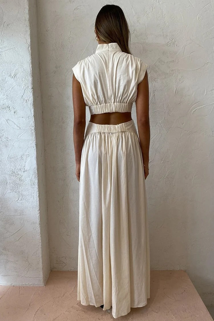 White Sleeveless Open-Waist Maxi - Isla