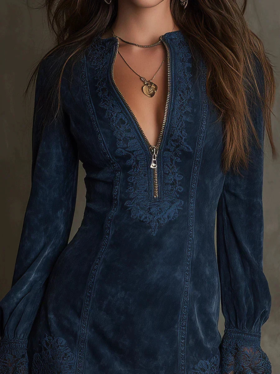 Maya™ | Blue Lace Mini Dress