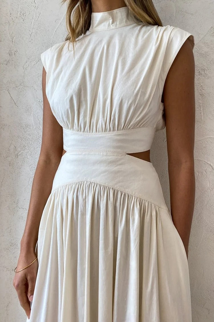 White Sleeveless Open-Waist Maxi - Isla