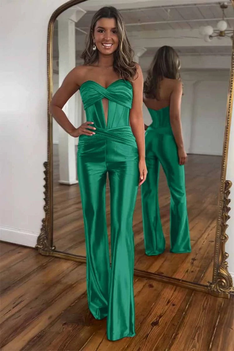 Black Strapless Corset Jumpsuit - Lara