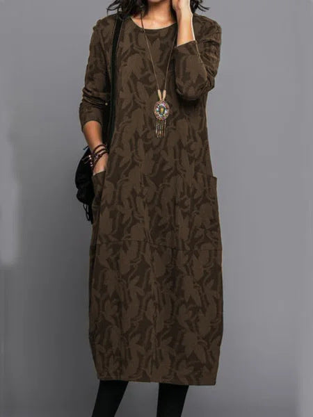 Erma® - Elegantes Langes Warmes Winterkleid mit Taschen