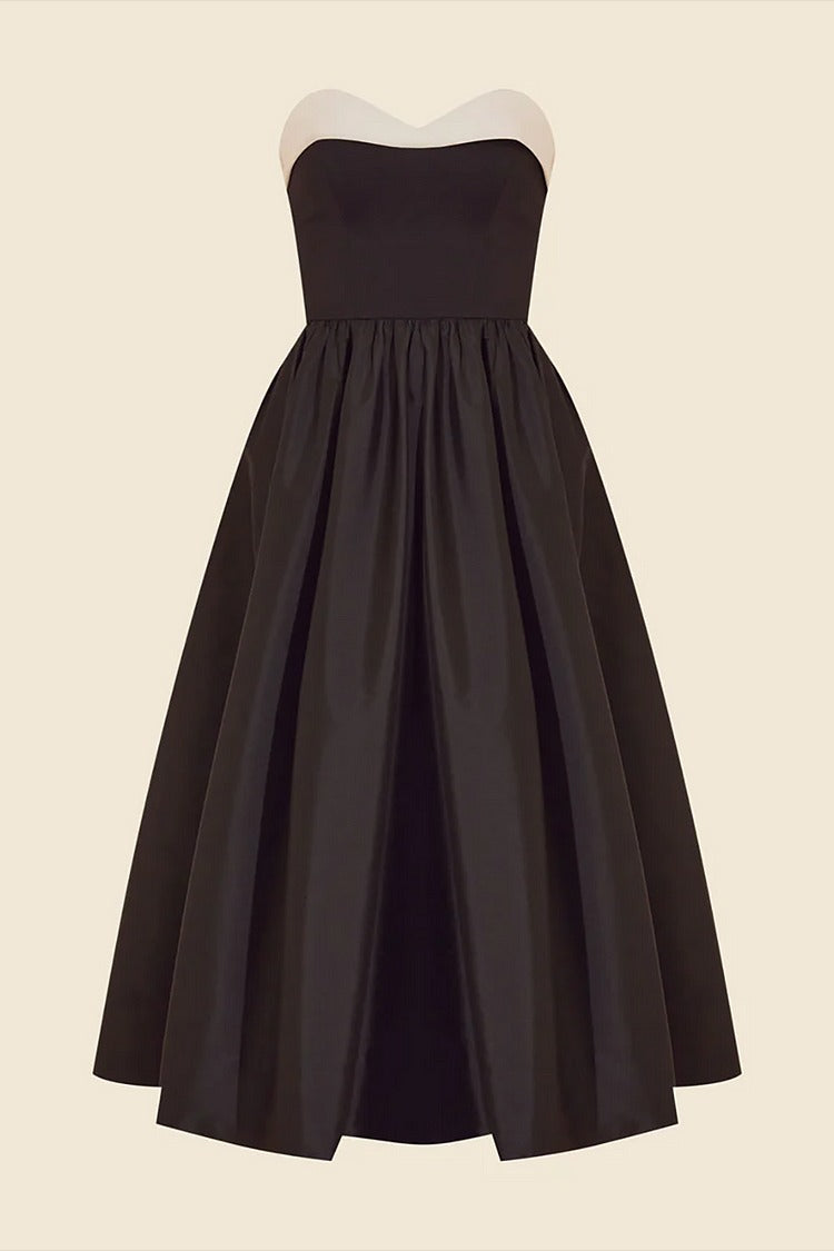Black & White Strapless Cinch Gown - Vivienne