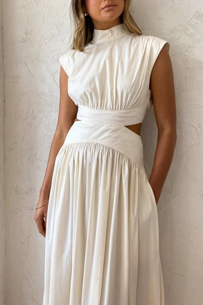 White Sleeveless Open-Waist Maxi - Isla