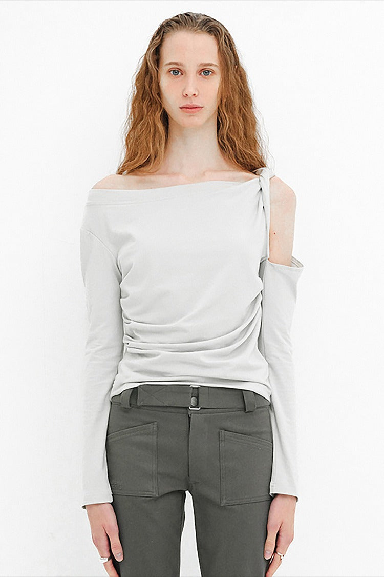 Brown Twisted Cold-Shoulder Top - Mila