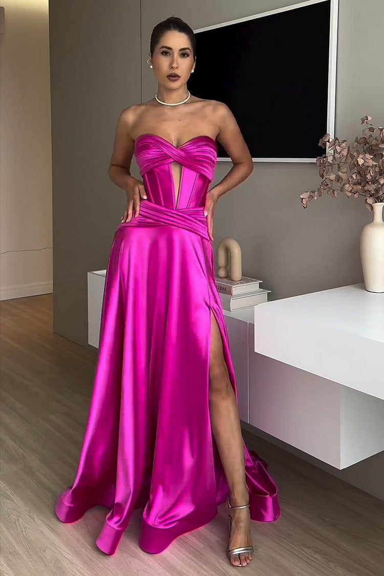 Red Strapless Fishtail Gown - Bella