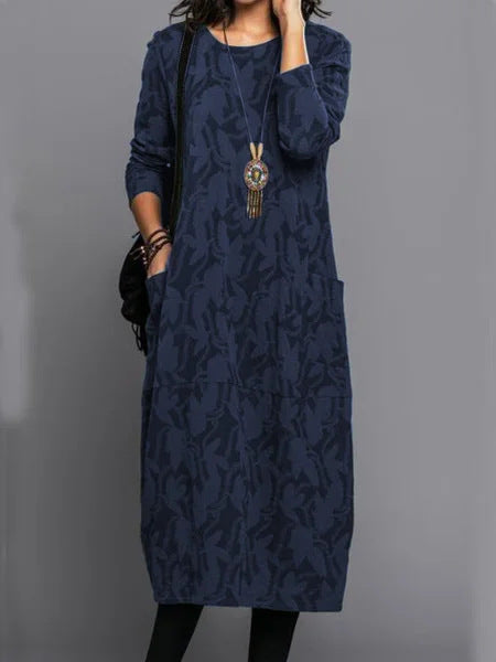 Erma® - Elegantes Langes Warmes Winterkleid mit Taschen