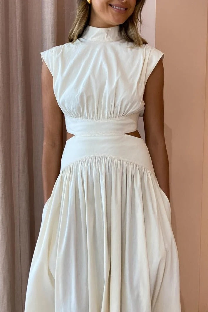 White Sleeveless Open-Waist Maxi - Isla