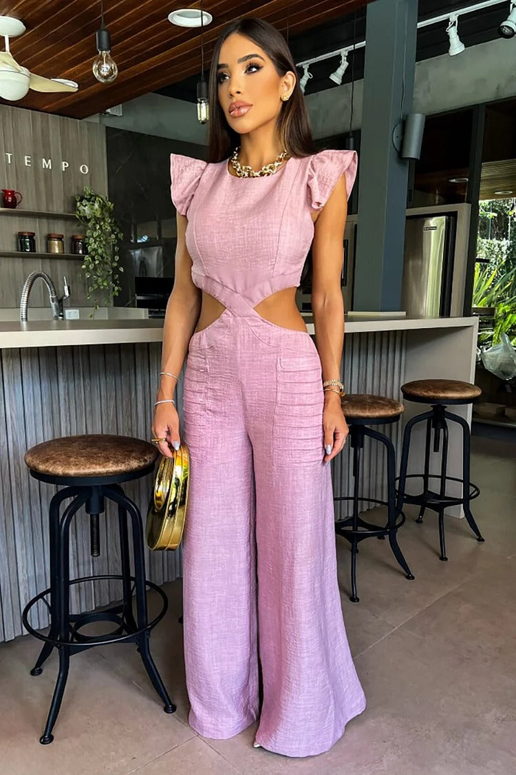 Pink Gradient Ruffle Jumpsuit - Mia