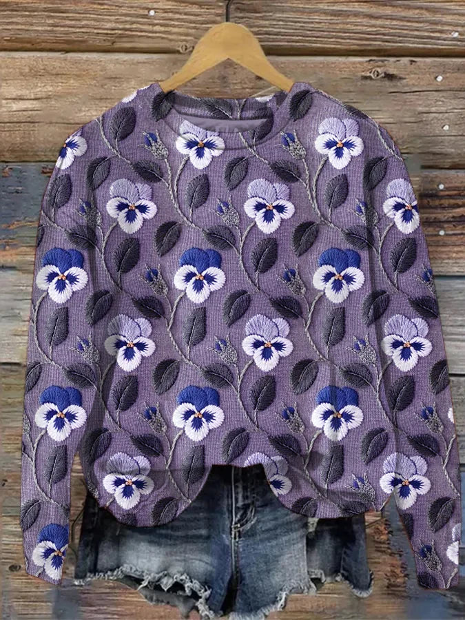 Cindy® – Warm Winter sweater with Floral Pattern