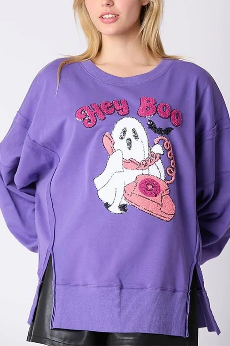 Gray Cartoon Applique Sweatshirt - Mia