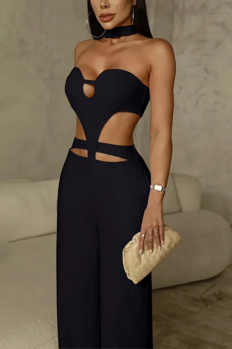Ivory Halter Cutout Jumpsuit - Zoe