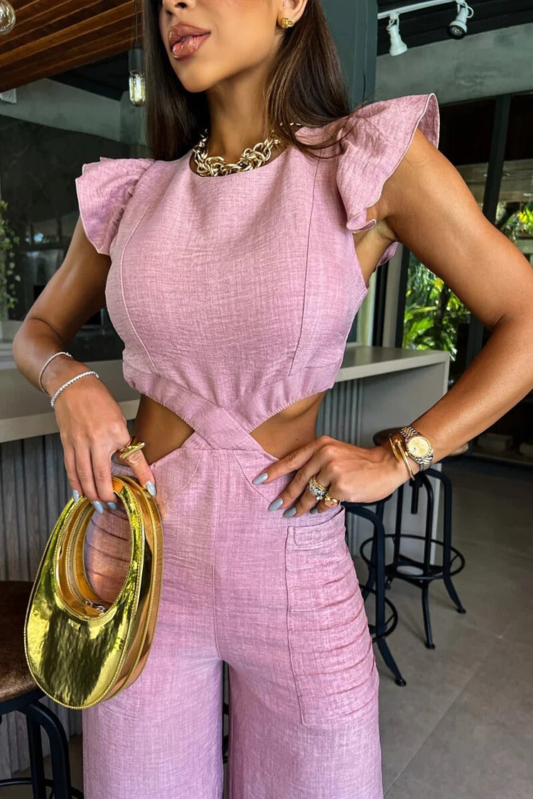 Pink Gradient Ruffle Jumpsuit - Mia