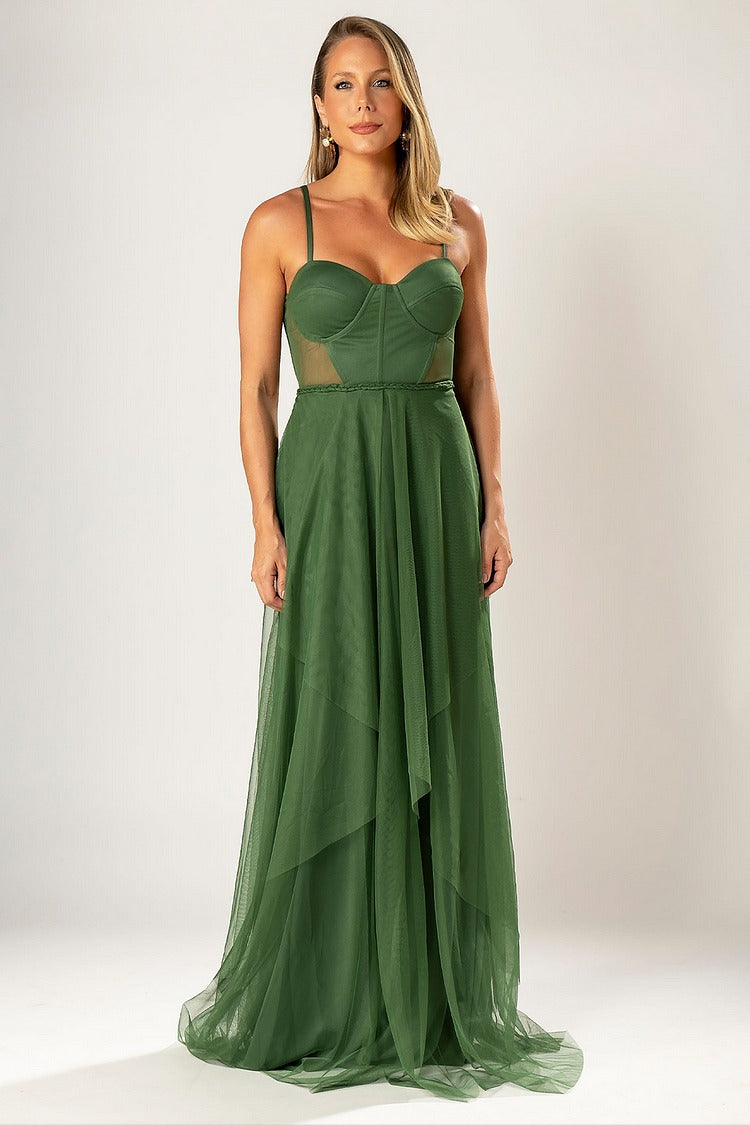 Green Sweetheart Tulle Maxi - Elise
