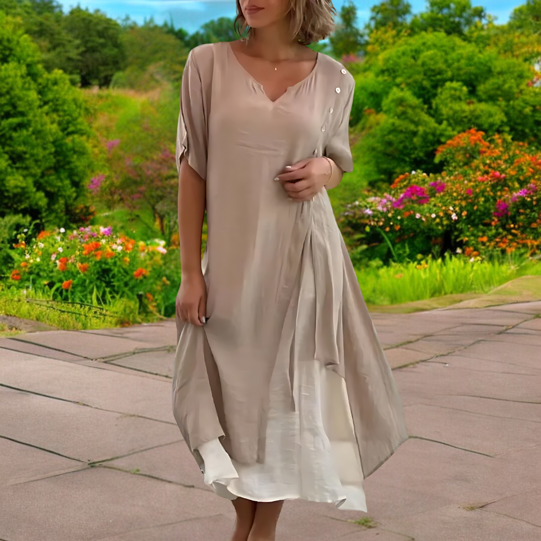 Matilda® - Comfortable Linen Dress with V-neck