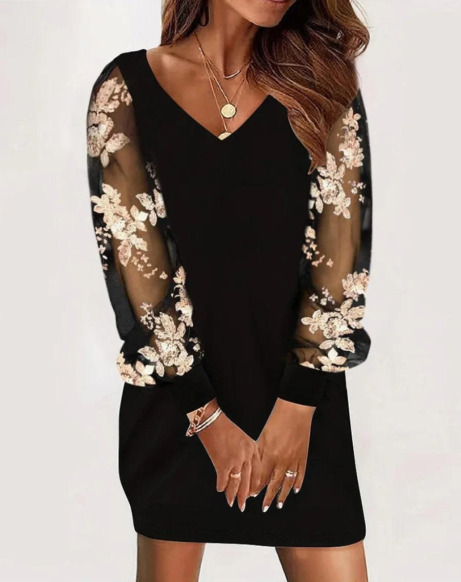 Jenna™ | Elegant Lace-Sleeve Comfort Dress