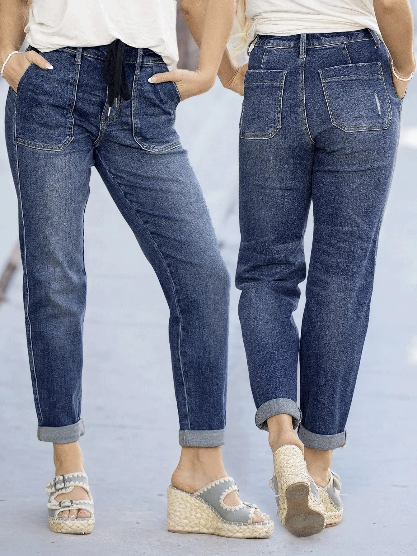 Audrey - Slim Fit Tie-Waist Jeans