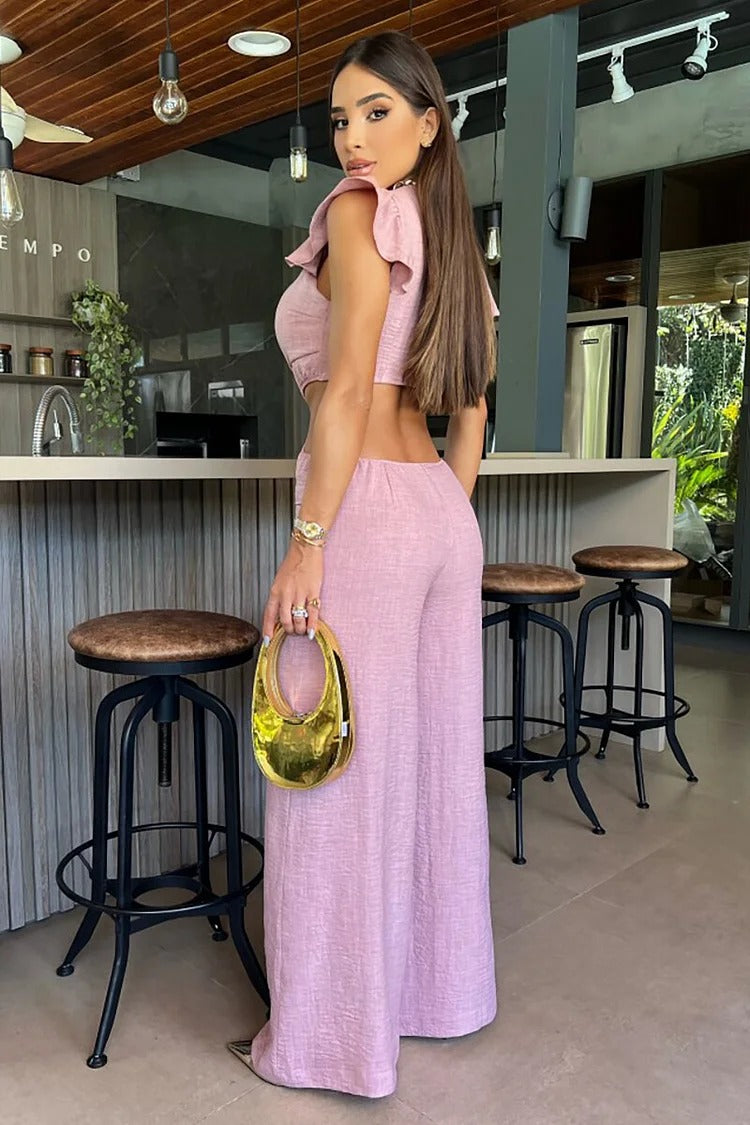 Pink Gradient Ruffle Jumpsuit - Mia