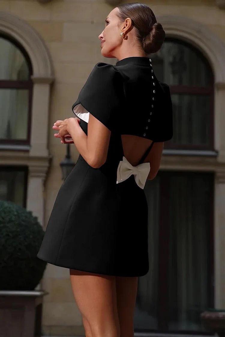 Red Mock Neck Cutout Mini - Mia