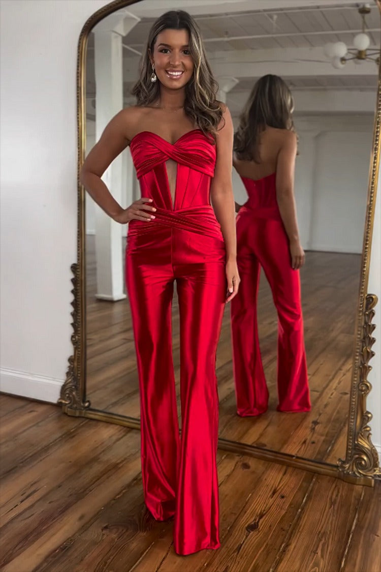 Black Strapless Corset Jumpsuit - Lara