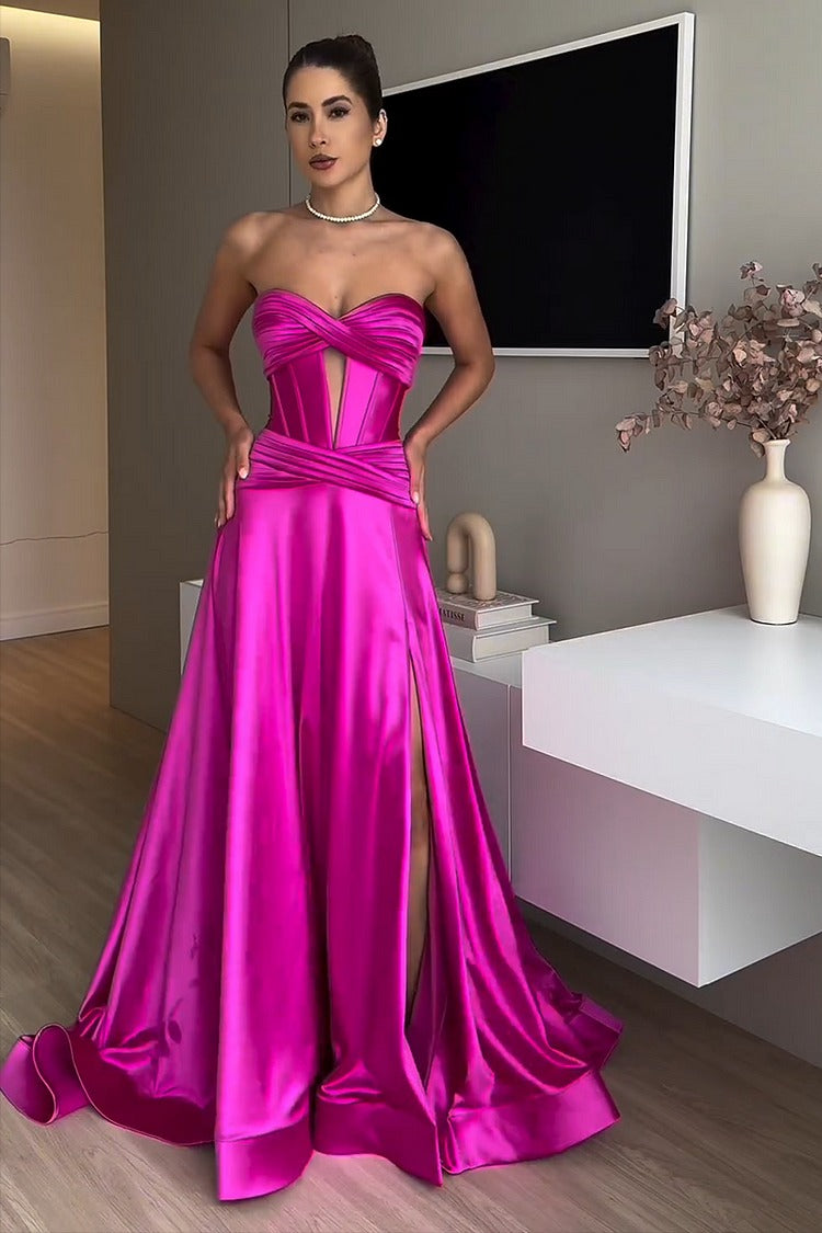 Red Strapless Fishtail Gown - Bella