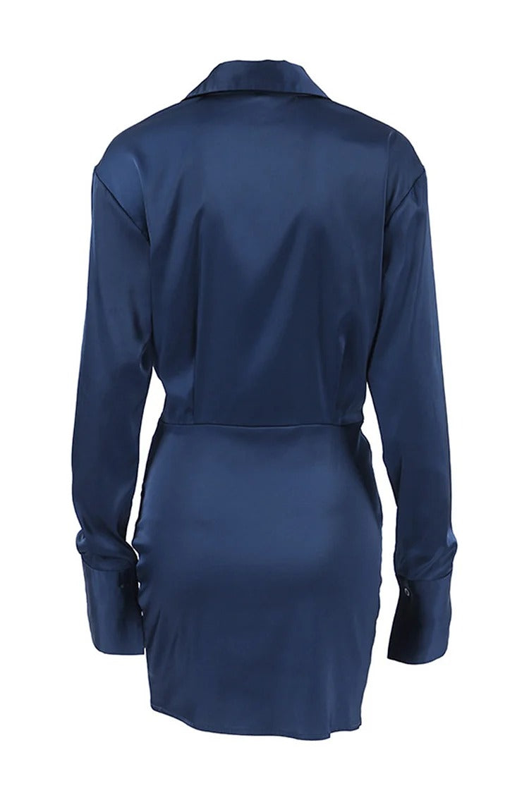 Navy Blue Cowl Neck Mini Dress - Ava