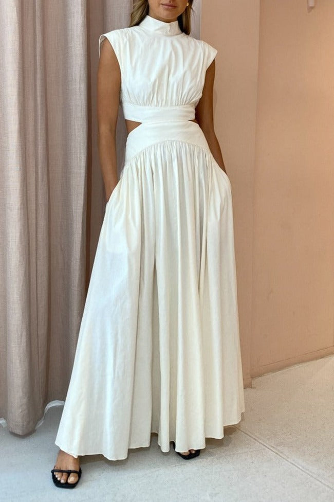 White Sleeveless Open-Waist Maxi - Isla