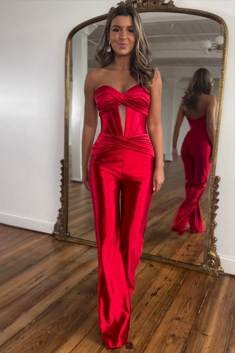 Black Strapless Corset Jumpsuit - Lara